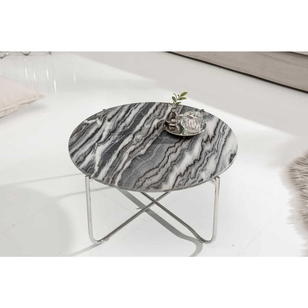 Thumbnail - riess-ambiente Couchtisch, Grau, Stein, Stein, Marmor Optik, Rund,Rund, 62x33x62 cm, Wohnzimmer, Wohnzimmertische, Couch...
