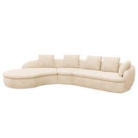 ECKSOFA mit Rundecke - Beige/Schwarz, Kunststoff/Textil (340/225cm) - home24