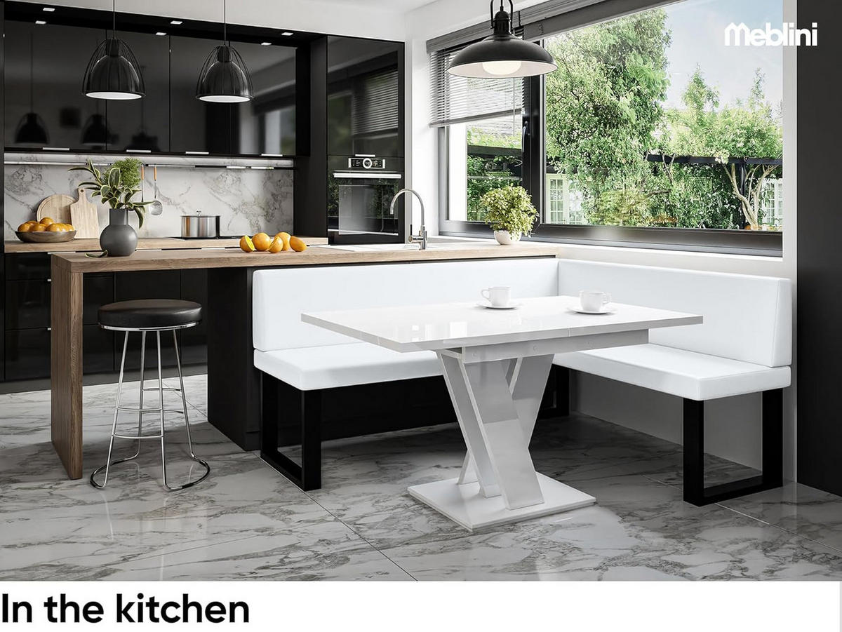 ECKBANK TONI_U - Weiß, Leder (128/168cm) - Meblini