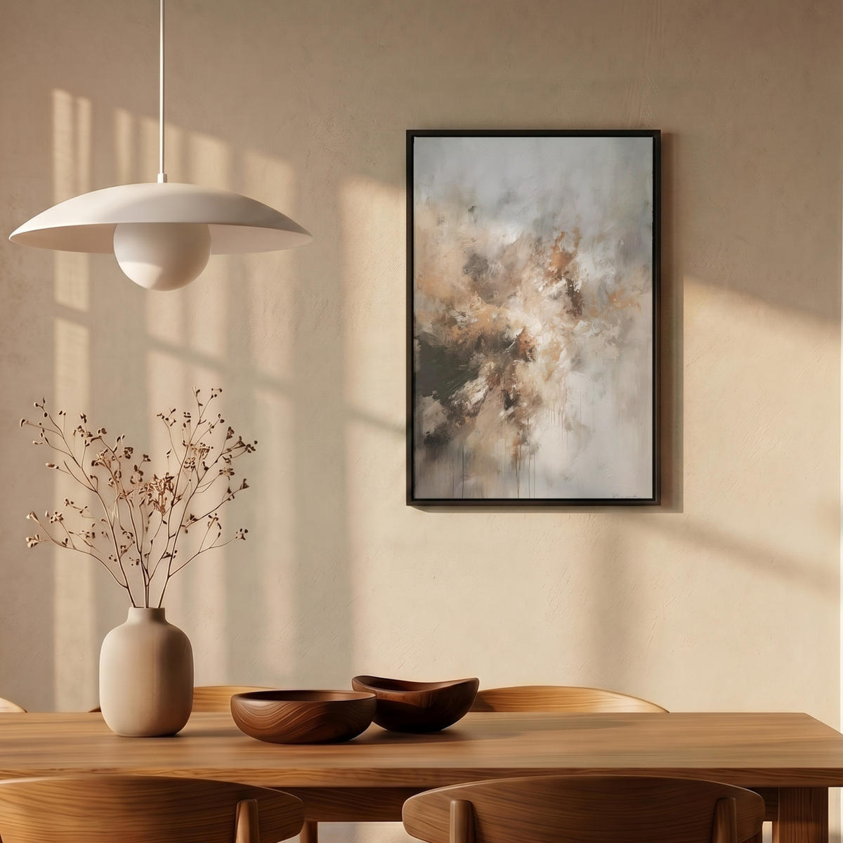 LEINWAND Bilder mit Rahmen - Farbe - Abstrakt - Beige - Kunst - 40x60 - Greige, Textil (40/60cm) - MuchoWow
