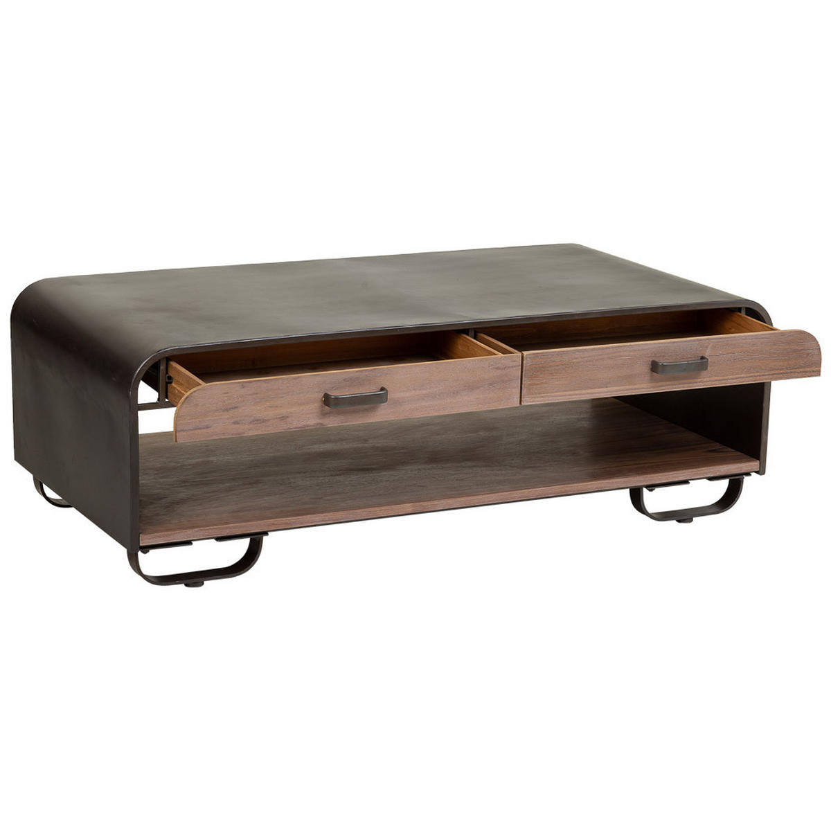 COUCHTISCH aus Holz und Metall schwarz 120x62x41 cm - Braun, Holz (62/120/41cm) - Wanderlust