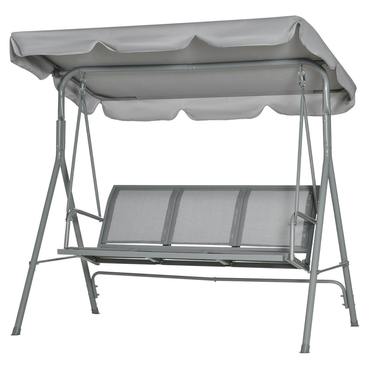 3-SITZER HOLLYWOODSCHAUKEL DE-07009 verstellbares Sonnendach, Grau - Grau, Textil/Metall (171/154/108cm) - ComfortXL