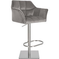 BARHOCKER Damaskus E Samt grau - Edelstahlfarben/Grau, Textil/Metall (64/110/48cm) - TPFLiving