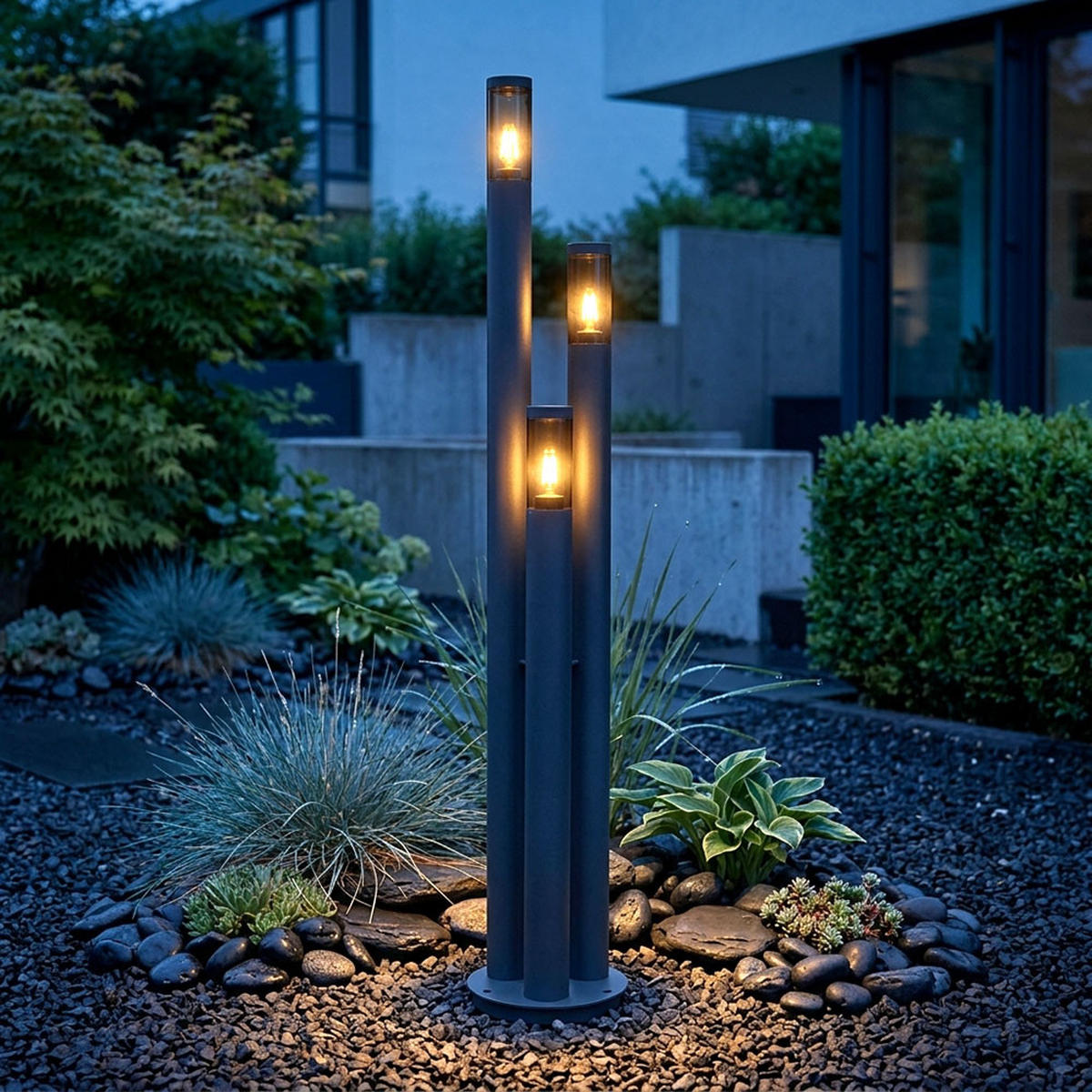 LED STEHLEUCHTE Edelstahl Anthrazit Rauchglas - Anthrazit, Metall (28/28/170cm) - Globo Lighting