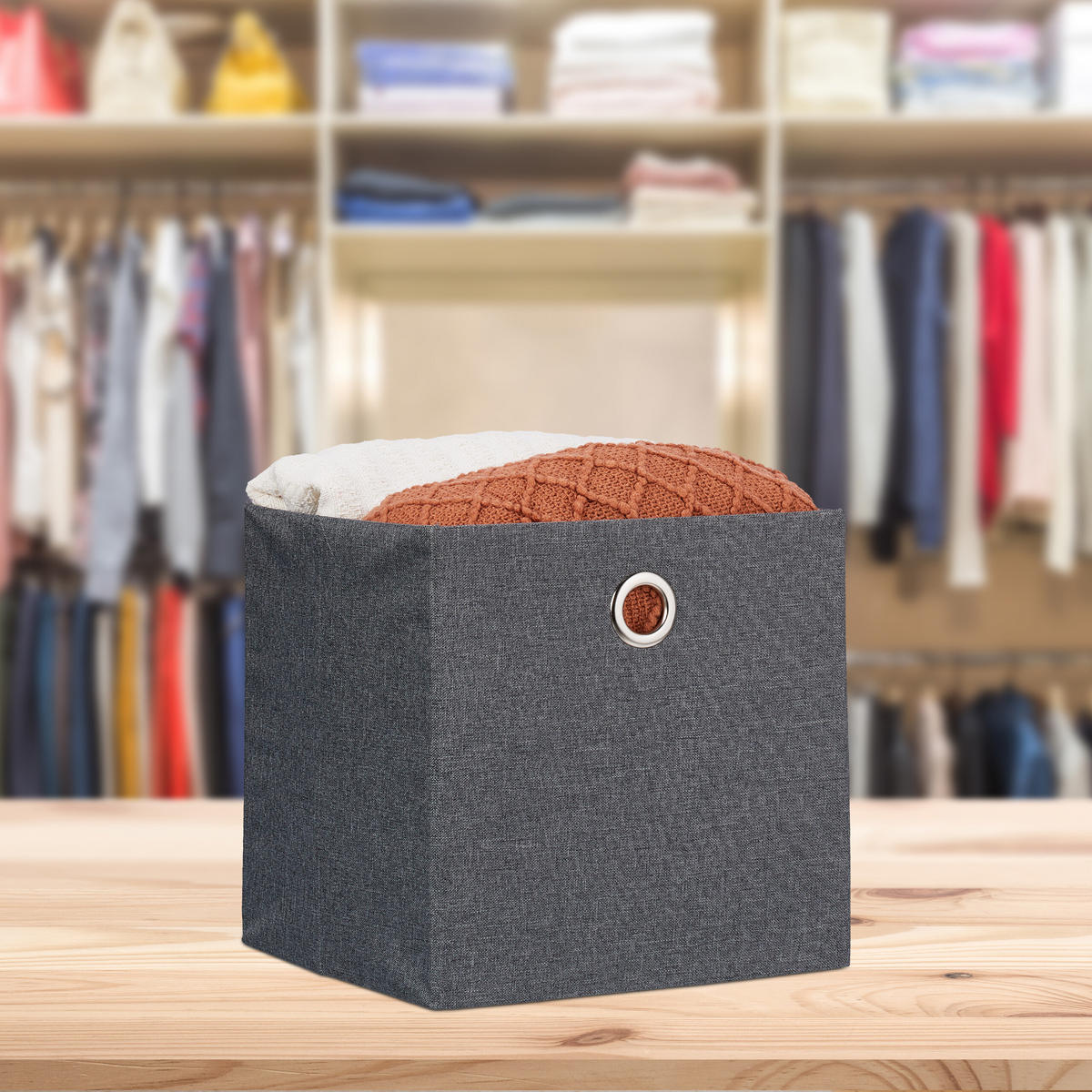 2XAUFBEWAHRUNGSBOX - Anthrazit, Papier/Textil (30.5/30.5/30.5cm) - Relaxdays