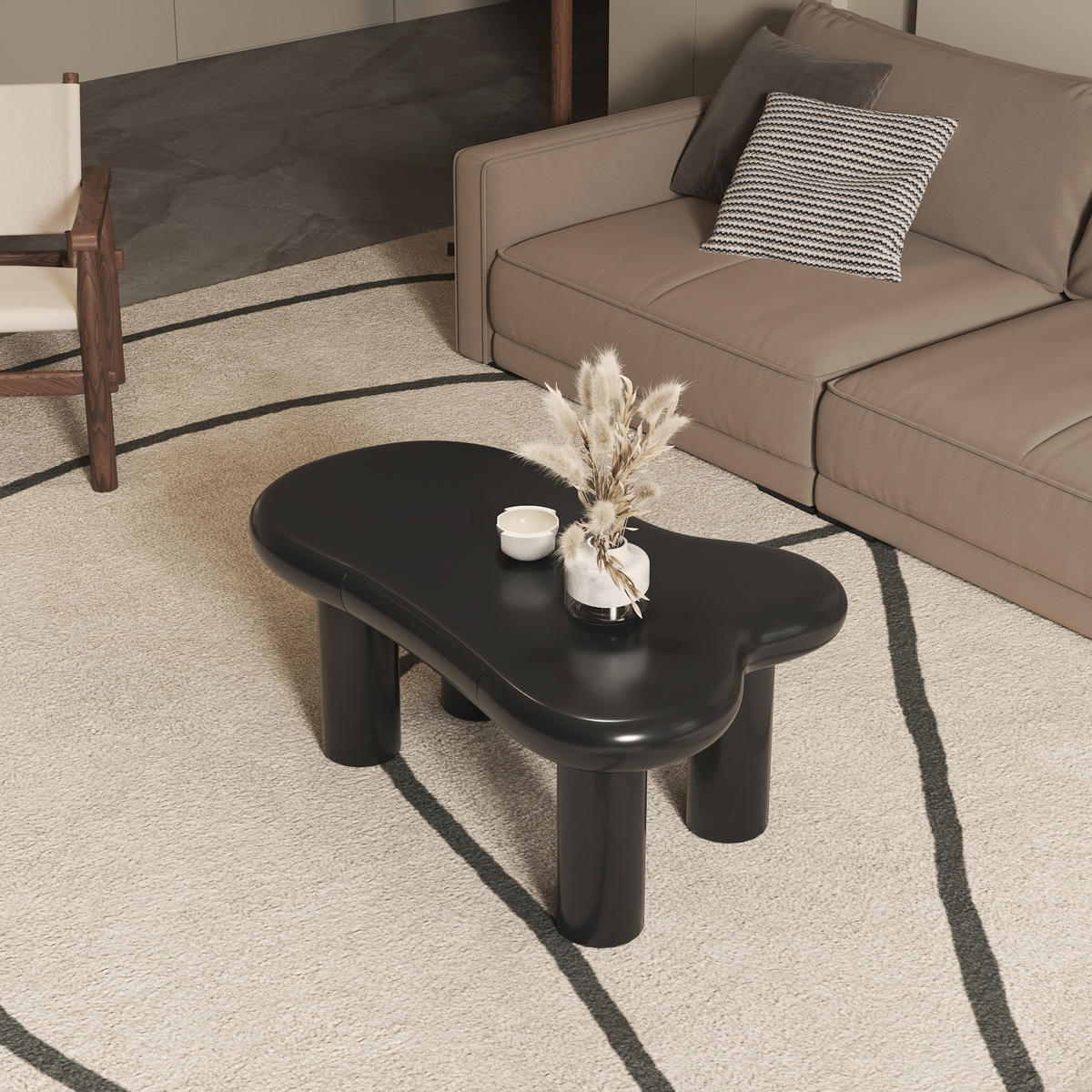COUCHTISCH Wolkenform LED 16 Farben schwarz - Schwarz, Holz (65.5/98/40cm) - LEBENLANG
