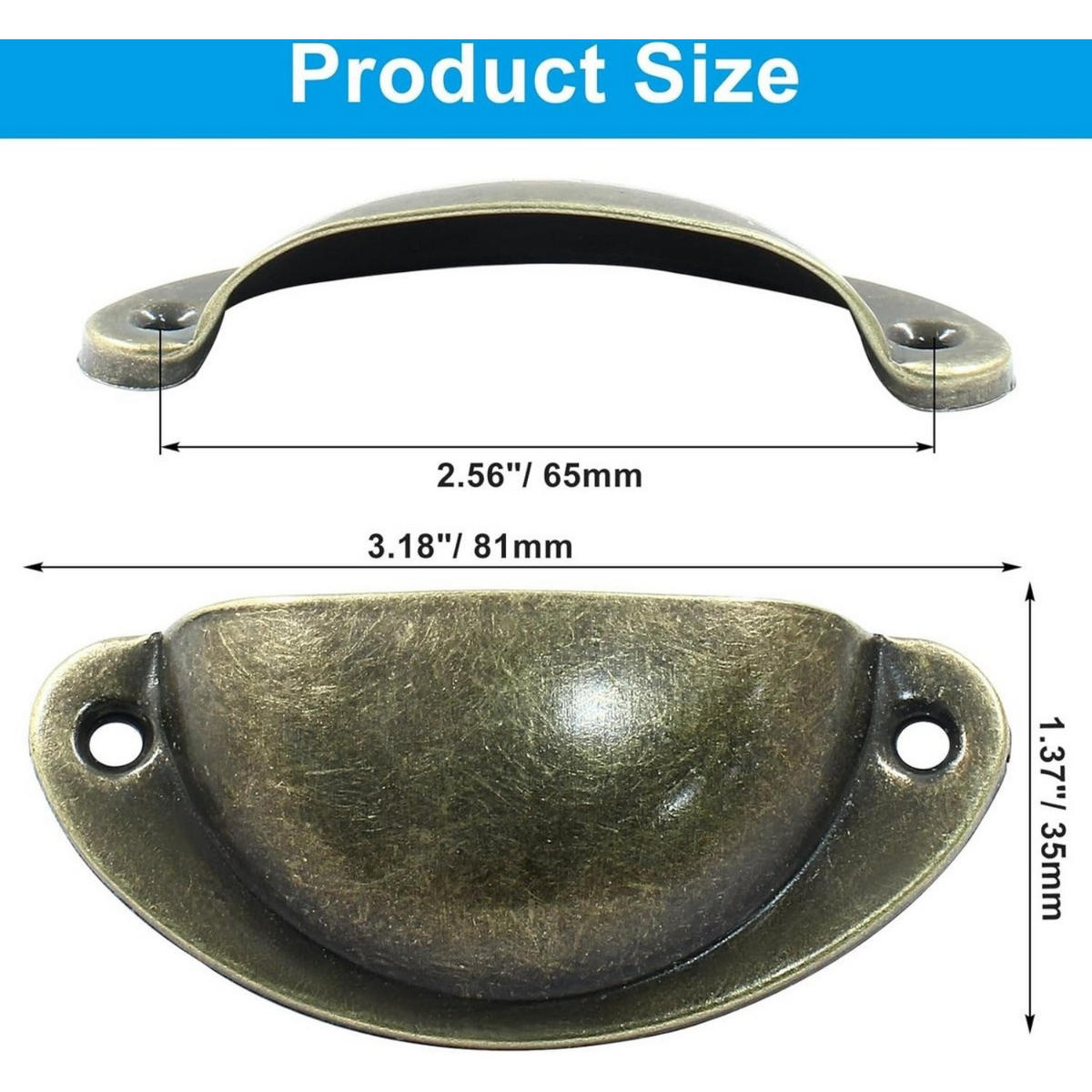 SCHRANKGRIFF 12er-Set Gebürstete Bronze Eisen Lochabstand 65 mm Möbel - Bronzefarben, Metall (3.5/2/8.1cm) - MCBOSON