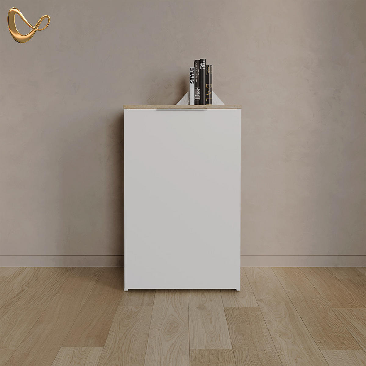 KOMMODE Piave Weiß mit Regal - Weiß, Holzwerkstoff (50/80/40cm) - Livinity®