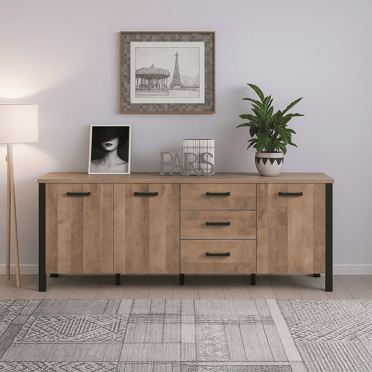 SIDEBOARD Emile Eiche Dekor - Eichefarben, Holzwerkstoff (214/214/86cm) - ebuy24