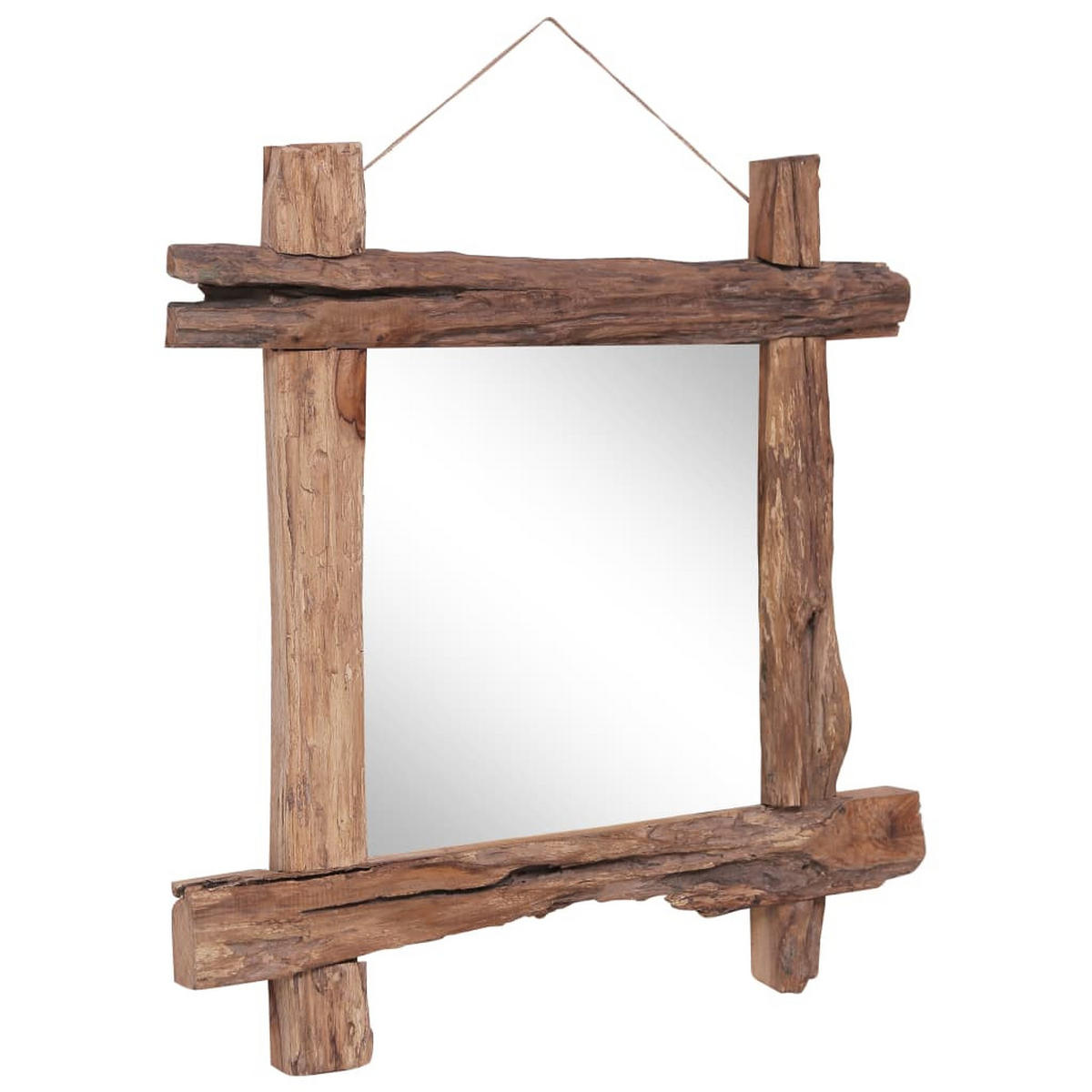 HOLZSPIEGEL Natur 70x70 cm Recyceltes Teakholz - Braun, Holz (70/70/1cm) - furnicato