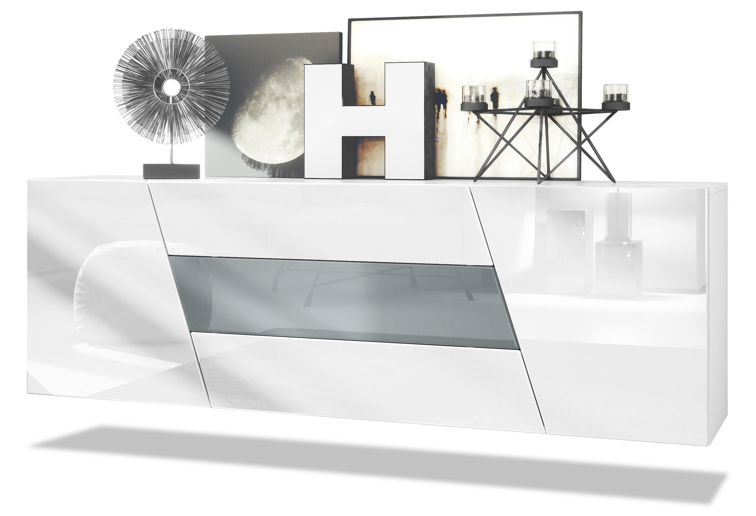 Vladon Sideboard Grau 178x57.5x38.5 cm