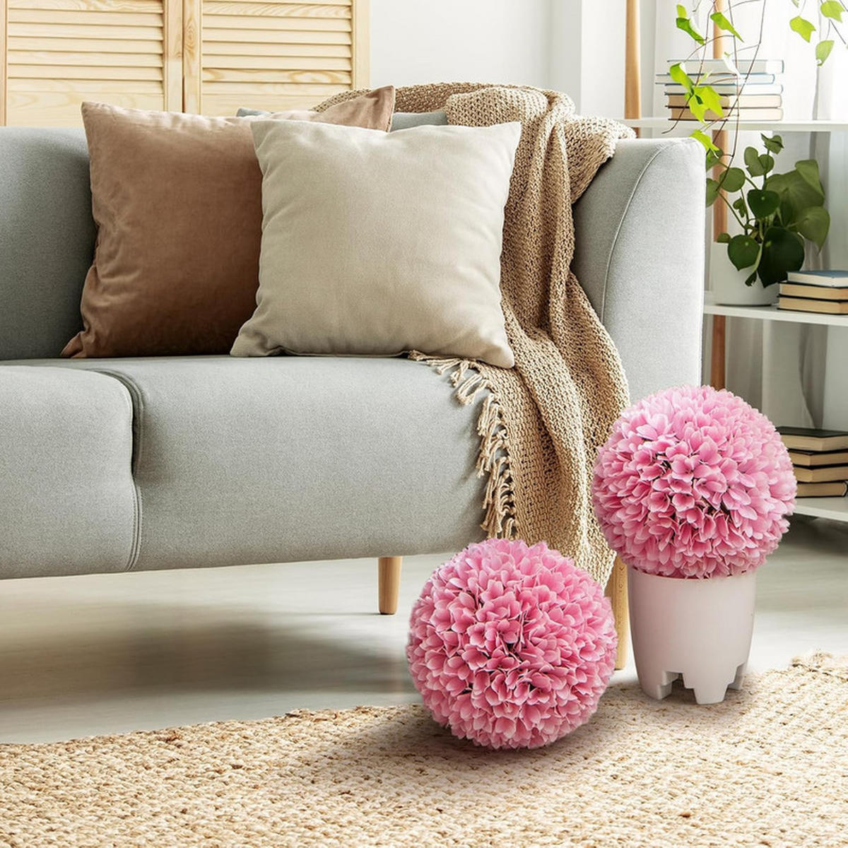 BUCHSBAUMKUGEL UV-beständig rosa(2er-Set) - Pink, Kunststoff (28cm) - COSTWAY