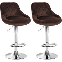BARHOCKER 2er Set Samt braun - Chromfarben/Braun, Textil/Metall (46/83/49cm) - CLP