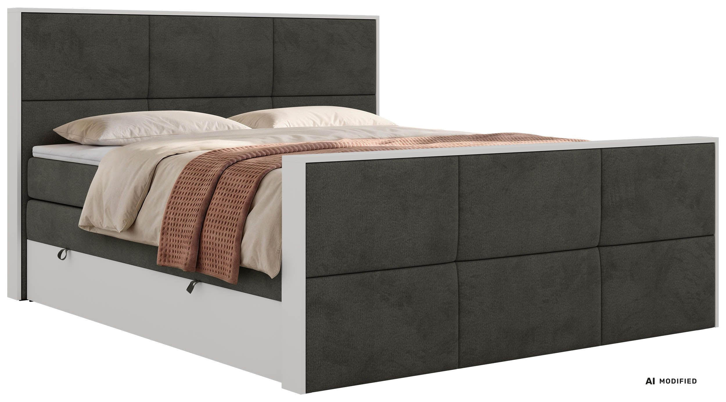 POSTEL BOXSPRING DELVIT KING DUO 180/200 - Tmavě šedá Samet - Topper Visco - H4 - černá/tmavě šedá, textil/plast (180/200cm) - MKS