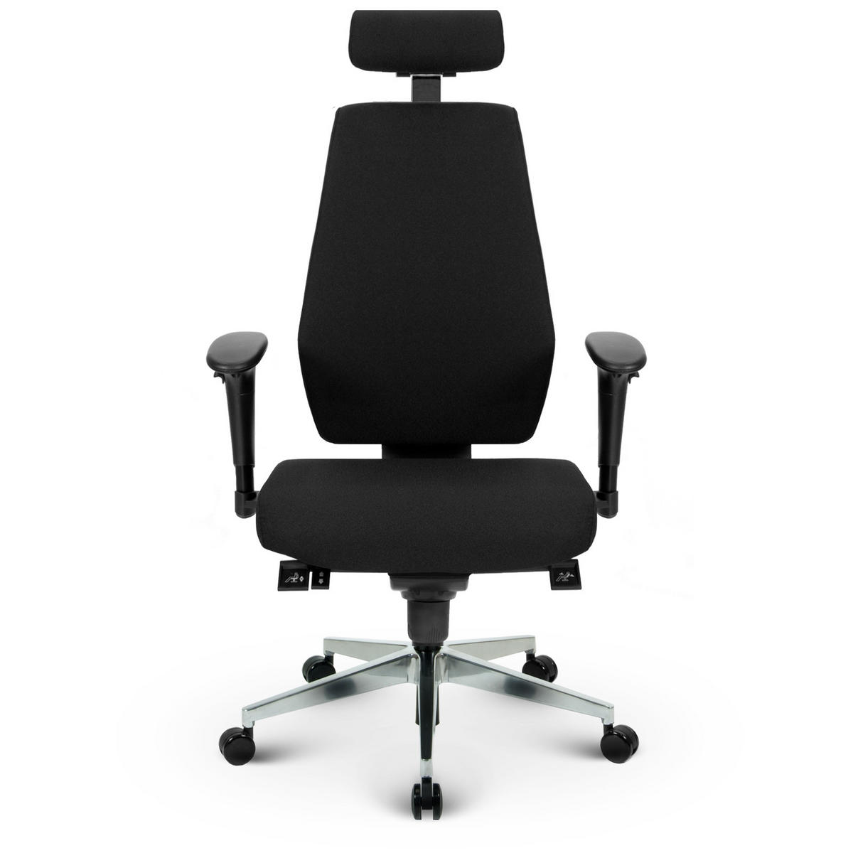 CHEFSESSEL V1404 Stoff Schwarz - ergonomisch, 150 kg belastbar, Sitzhöhe 60-63cm - Schwarz, Kunststoff/Textil (65/137/64cm) - Versee