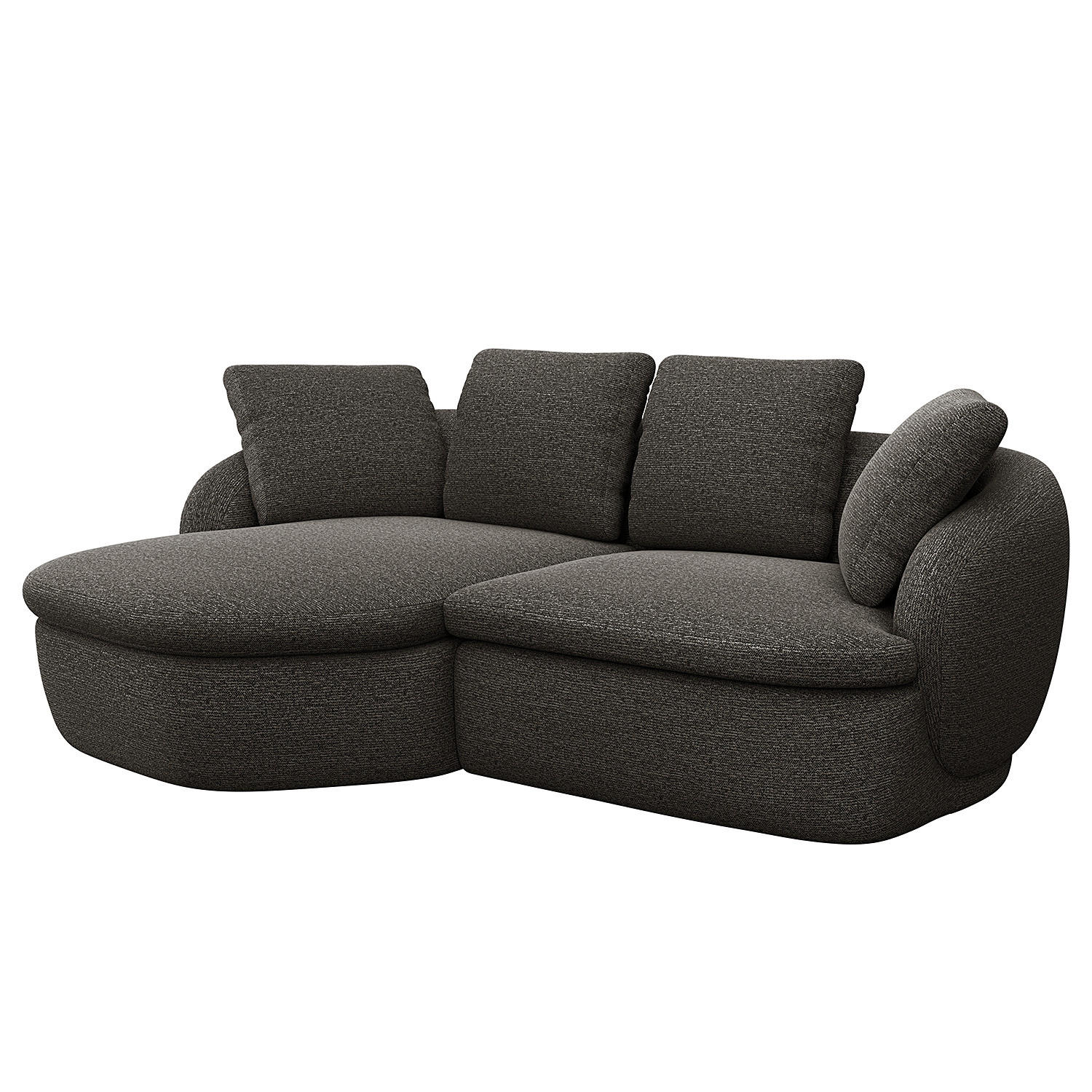 ECKSOFA mit Longchair - Anthrazit/Schwarz, Kunststoff/Textil (217/146cm) - home24