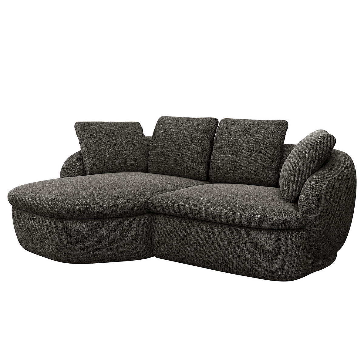 ECKSOFA mit Longchair - Anthrazit/Schwarz, Kunststoff/Textil (217/146cm) - home24