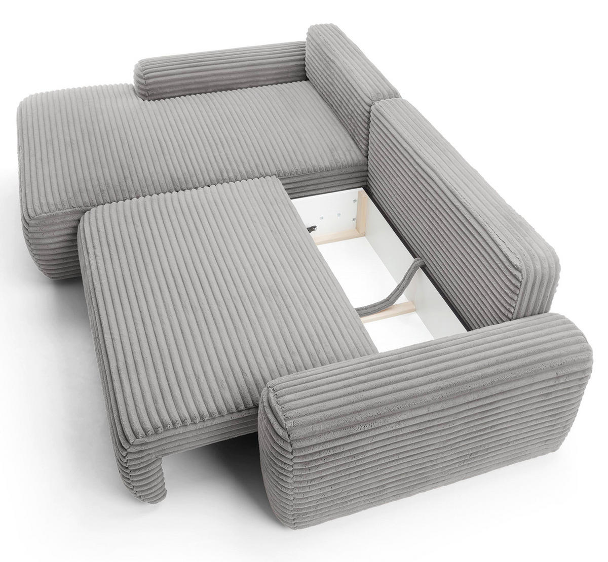 ECKSOFA Alferia Greige mit Cordbezug - Taupe/Schwarz, Kunststoff/Textil (264/162cm) - Selsey