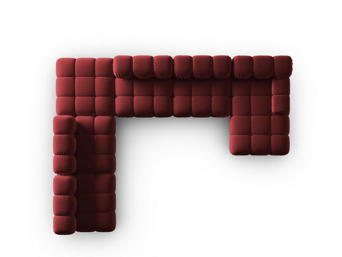 MODULARES-PANORAMASOFA links Bellis aus Samt dunkelrot 7 Sitzplätze - Dunkelrot, Textil (282/63/379cm) - Micadoni