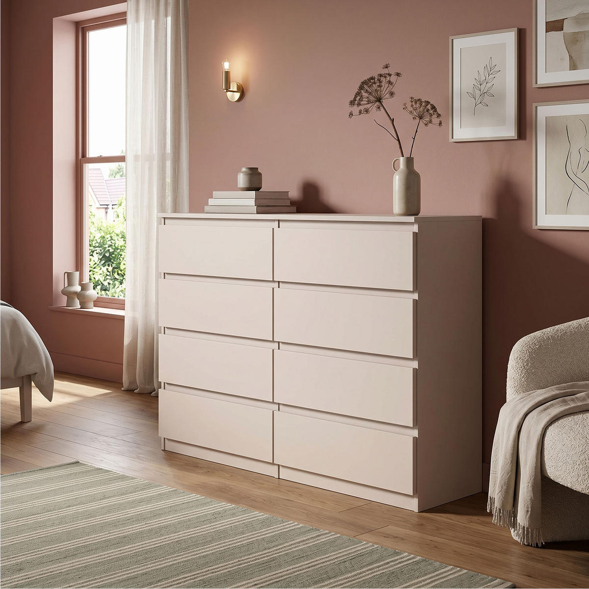 KOMMODE NUDO 138,5/101,5/39cm mit 8 Schubladen Türen Kaschmir - Kaschmir, Holzwerkstoff (138.5/101.5/39cm) - MASSENO