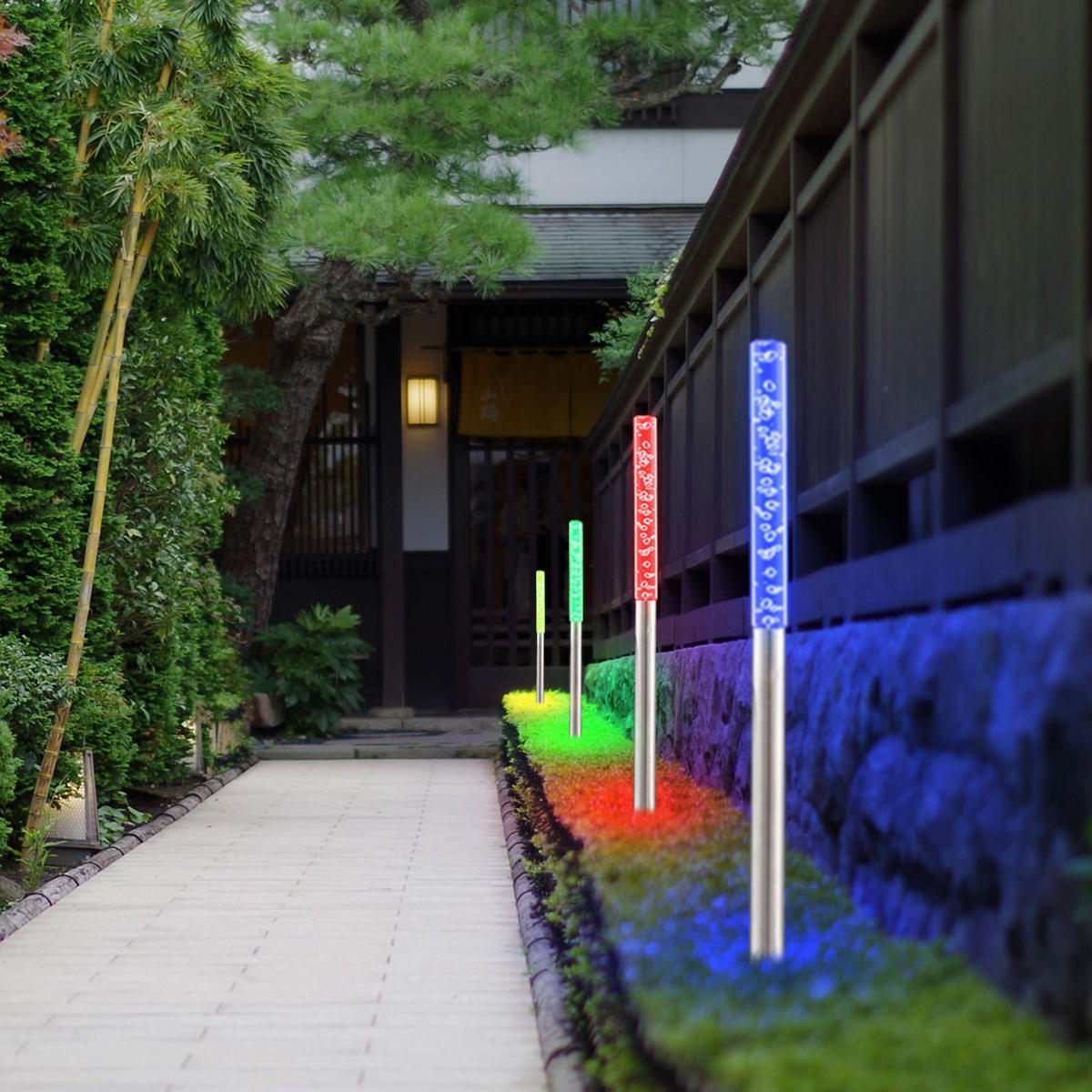 LED AUSSENLEUCHTE Klar RGB Solar 8er Set - Silberfarben, Kunststoff (2/2/48cm) - Globo Lighting