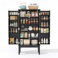 BUFFET 120/59/30 cm aus MDF mit 5 Fächern und Türablagen Schwarz - Schwarz, Holzwerkstoff (59/120/30cm) - Modenvie