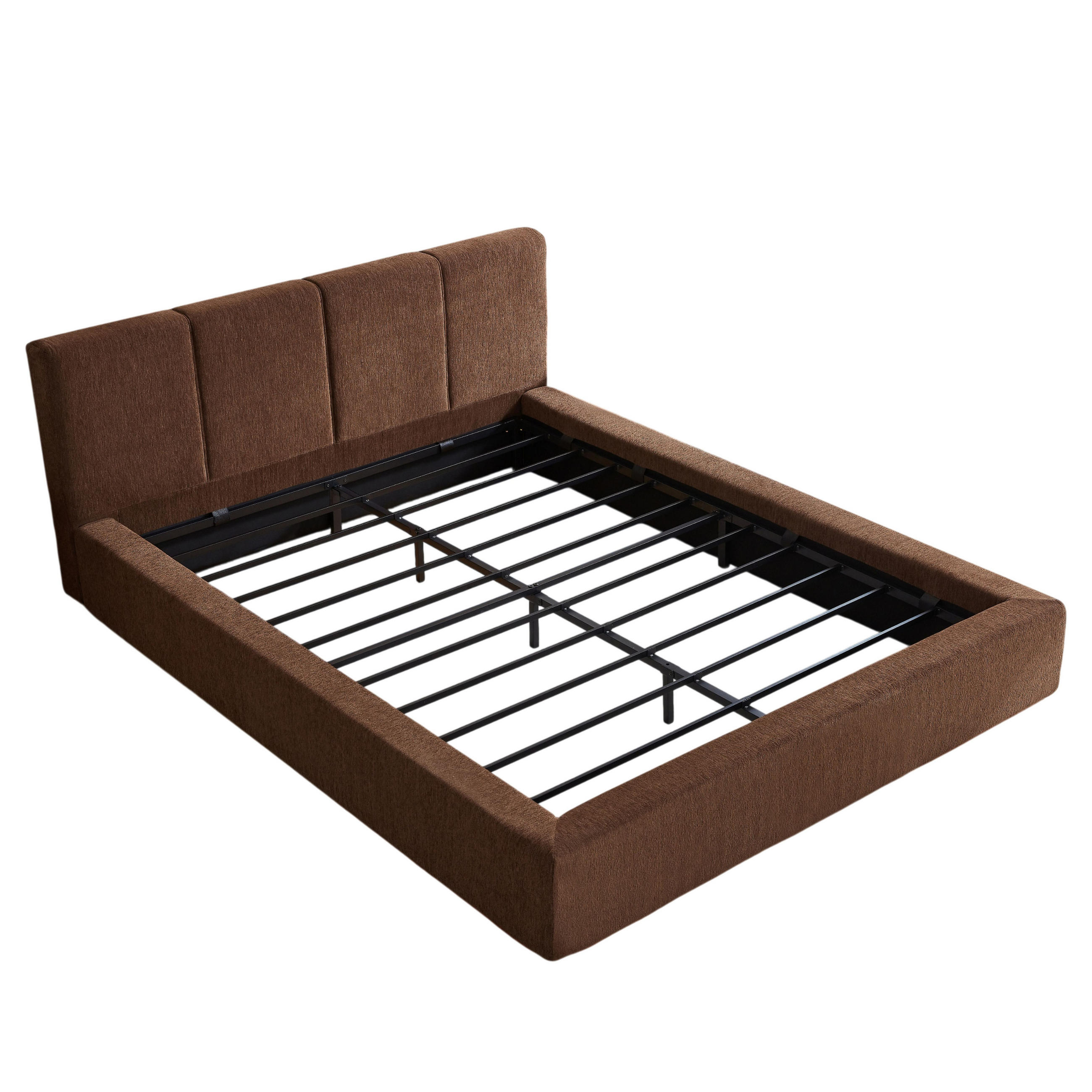 POLSTERBETT 160/200 cm mit gepolstertem Kopfteil, DE-41938, in Braun - Braun, Metall (160/200cm) - ComfortXL