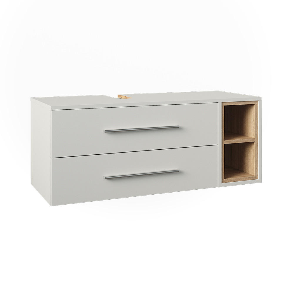 DULAP DE BAZĂ PENTRU CHIUVETĂ Beatrice, Alb/Sonoma, 100x40 cm cu 2 sertare