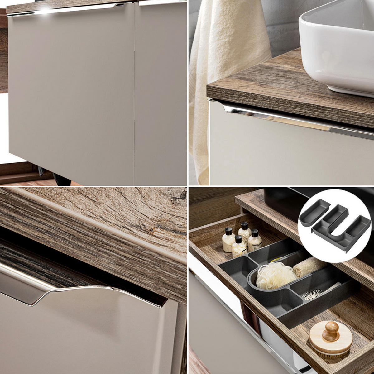 BADMÖBEL-SET 7-TLG. Puebla-56 - Beige, Holzwerkstoff (160/200/46cm) - Lomado