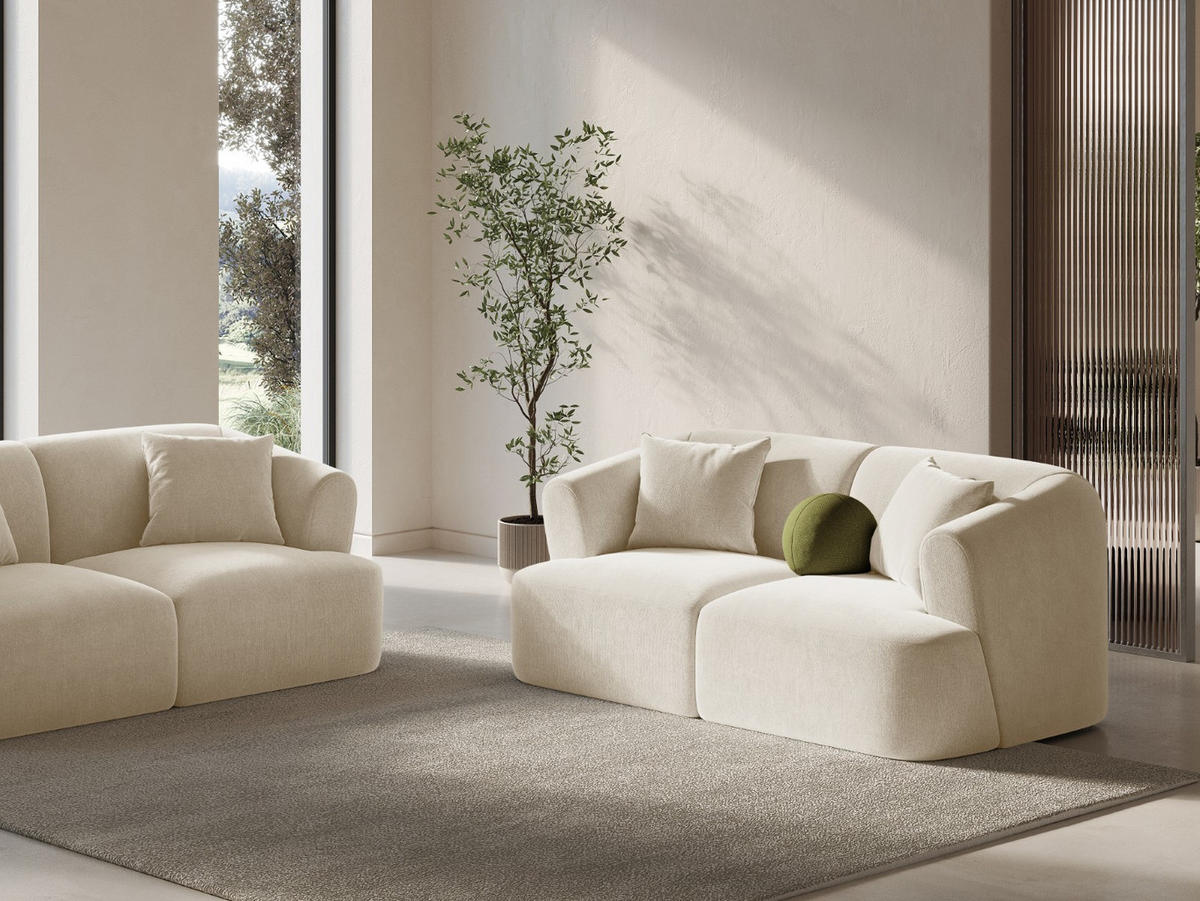 MODULARES-SOFA Campi aus Samt leichtes beige 2 Sitzplätze - Creme, Textil (90/70/180cm) - Cosmopolitan Design