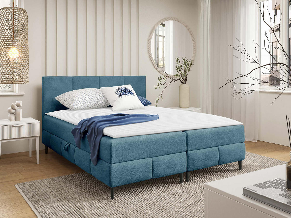 BOXBETT Box Best 2 - Blau/Schwarz, Holz/Holzwerkstoff (140/200cm) - MIRJAN24
