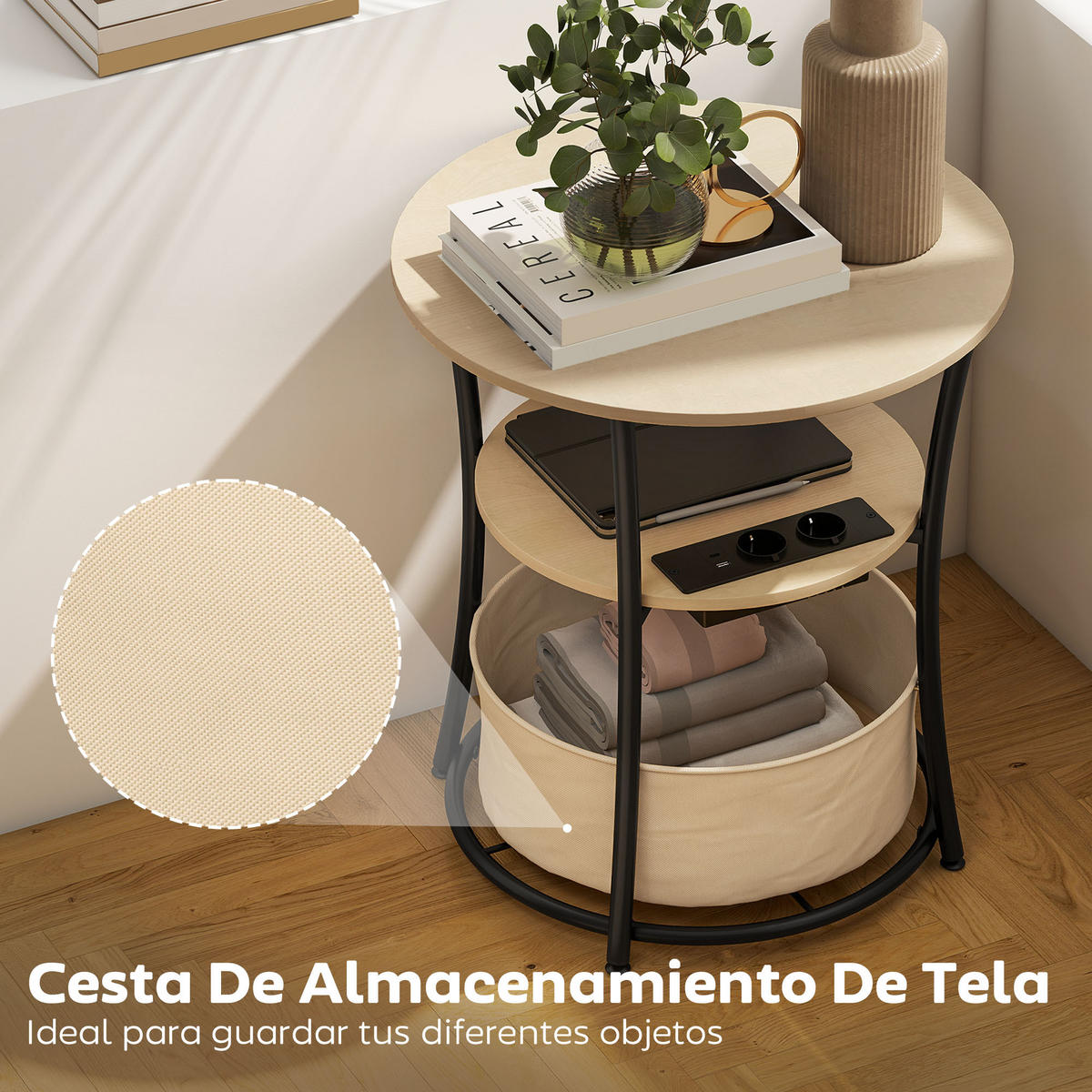 BEISTELLTISCH Beige 1 Stück - Beige, Metall (50/50/55.1cm) - GiPP