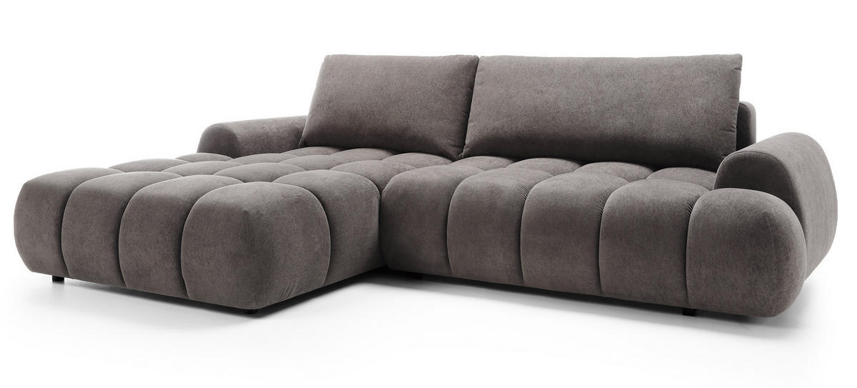 ECKSOFA 280 cm Valerio mit Bettkasten, 280 cm, Links, Schlaffunktion, Grau - Grau, Holz (280/177cm) - Emporius
