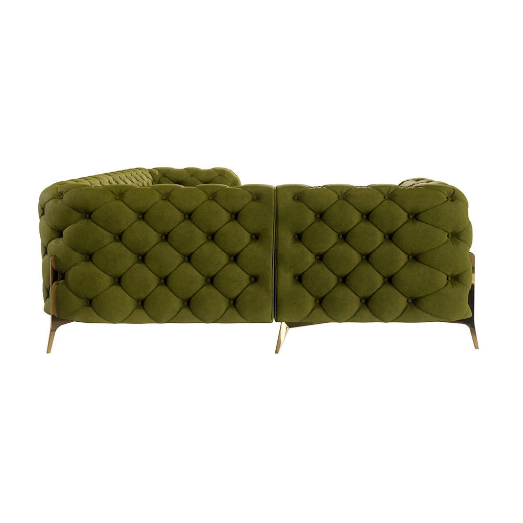 Thumbnail - S-Style Möbel Ecksofa, Olivgrün, Textil, Echtholz,Buche, Birke, 5-Sitzer, Füllung: Polyetherschaumkern, Eckteil, L-Form,...