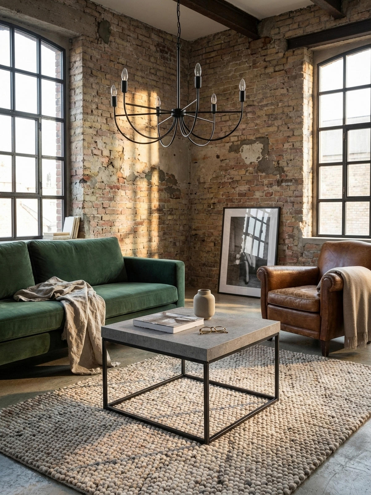 COUCHTISCH in Stein-Optik mit Metallbeinen im modernen Design, Grau 60x60x38 cm - Schwarz/Grau, Holzwerkstoff/Metall (60/60/38cm) - KADIMA DESIGN