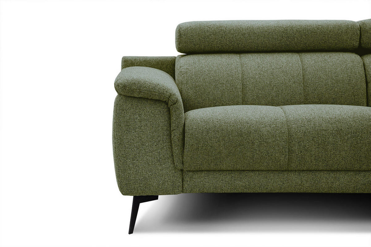 ECKSOFA FIERO 5-Sitzer, olivgrün - Schwarz/Olivgrün, Holzwerkstoff/Textil (290/228cm) - Courtois Laville