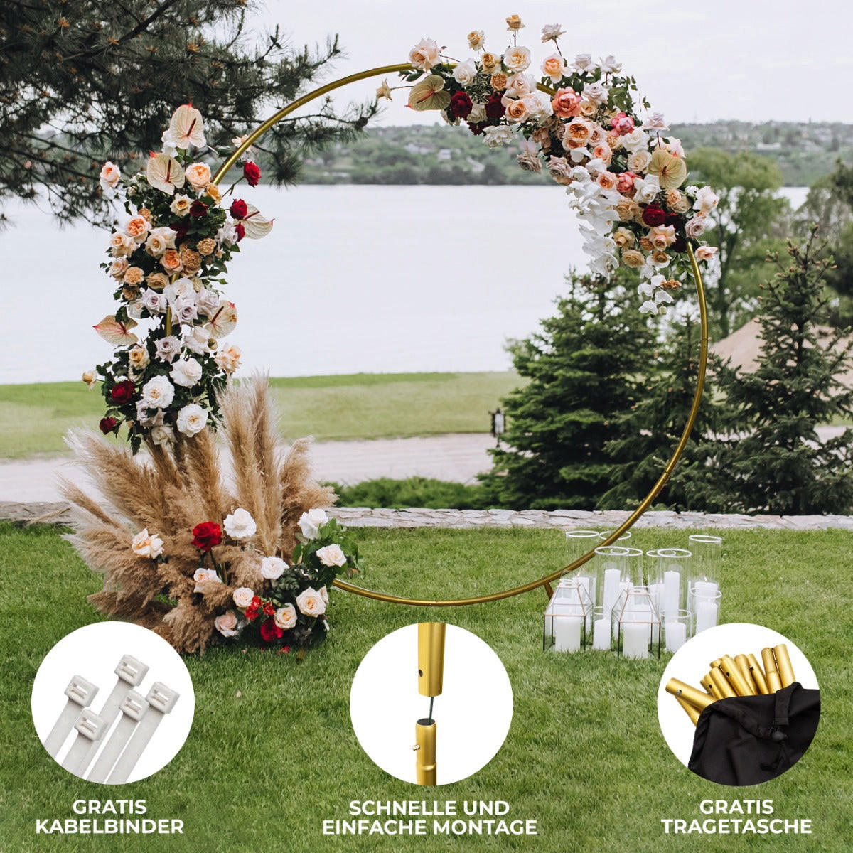 HOCHZEITSBOGEN Gold 200cm - Goldfarben, Metall (200/210/56cm)