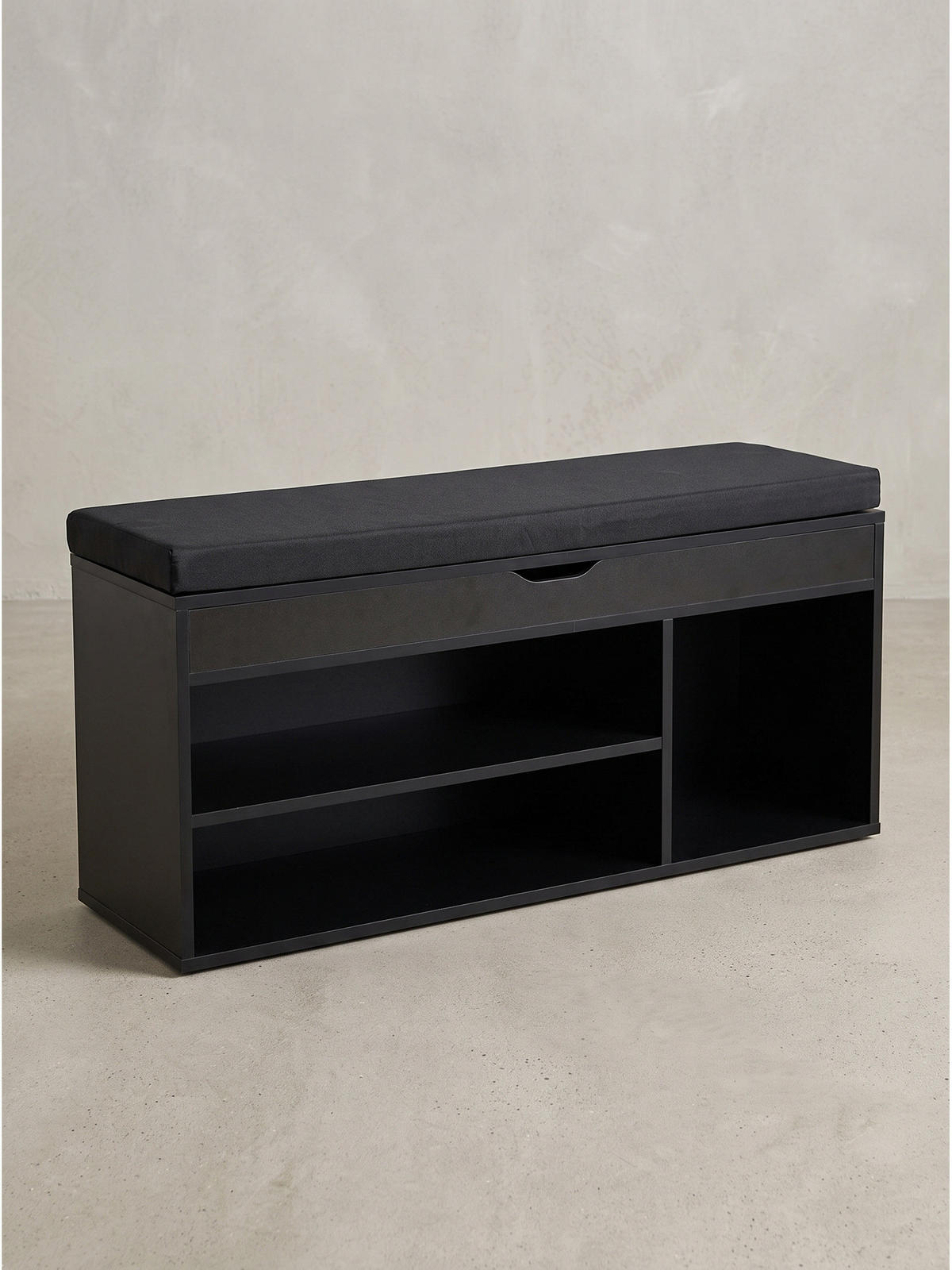 GARDEROBENBANK BASILICATA, Stoff, Schwarz, 104 x 32 x 51 cm - Schwarz, Holzwerkstoff/Textil (104/51/32cm) - KADIMA DESIGN