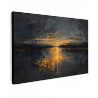LEINWANDBILD Goldene Reflexion auf dem Wasser Groß 140x90 cm - Anthrazit, Textil (140/90cm) - MuchoWow