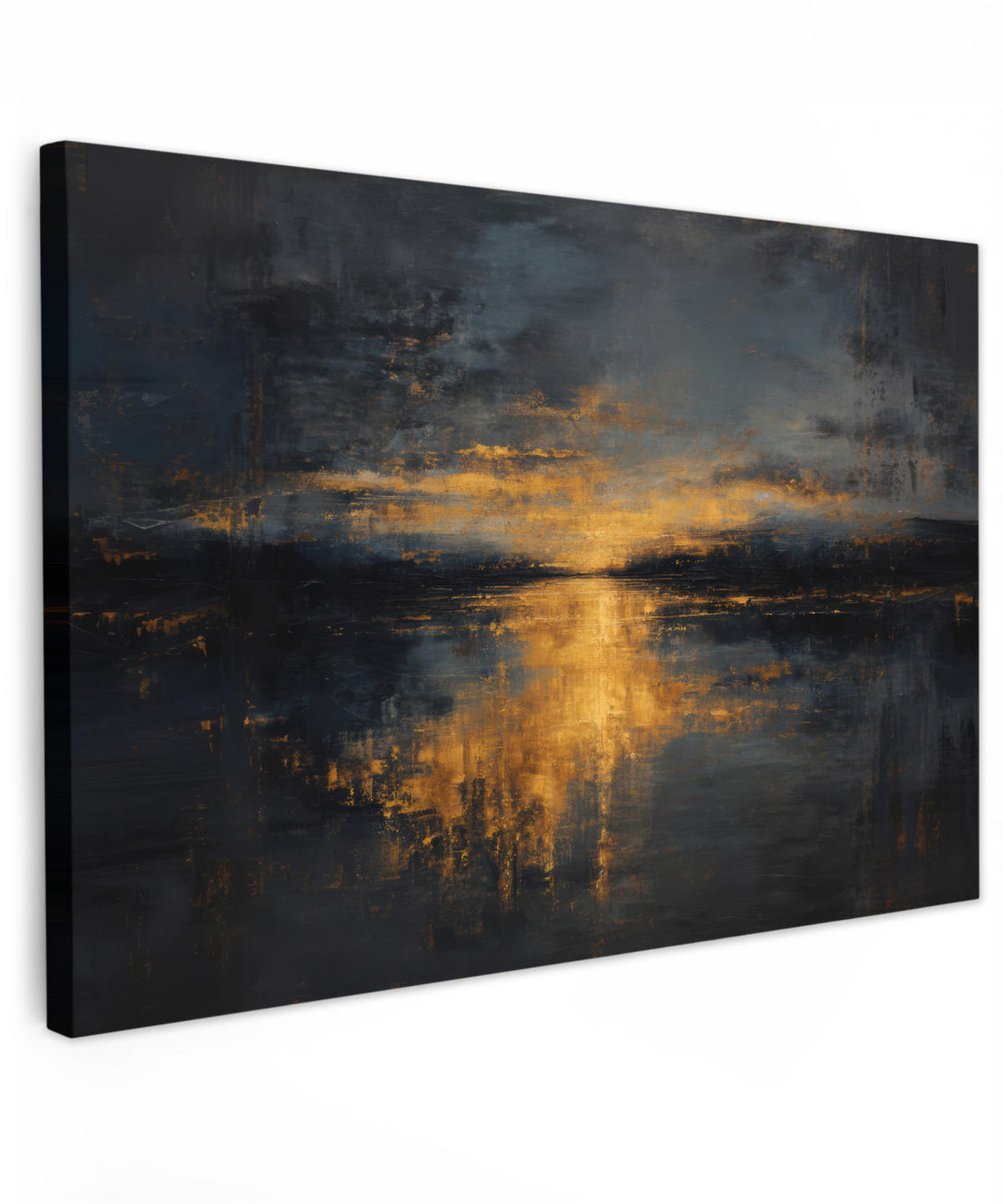 LEINWANDBILD Goldene Reflexion auf dem Wasser Groß 140x90 cm - Anthrazit, Textil (140/90cm) - MuchoWow