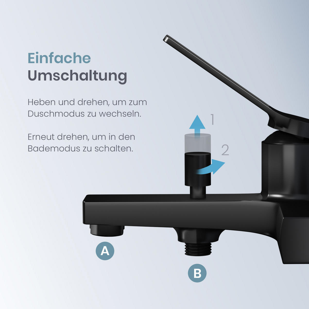 DUSCHARMATUR Schwarz Matt Einhebelmischer 21,2/20,1 cm - Schwarz, Metall (20/12/21cm) - EMKE