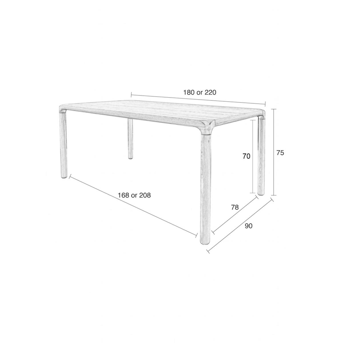 ESSTISCH Storm 220x90 cm Braun - Braun, Holzwerkstoff (220/90/75cm) - Zuiver
