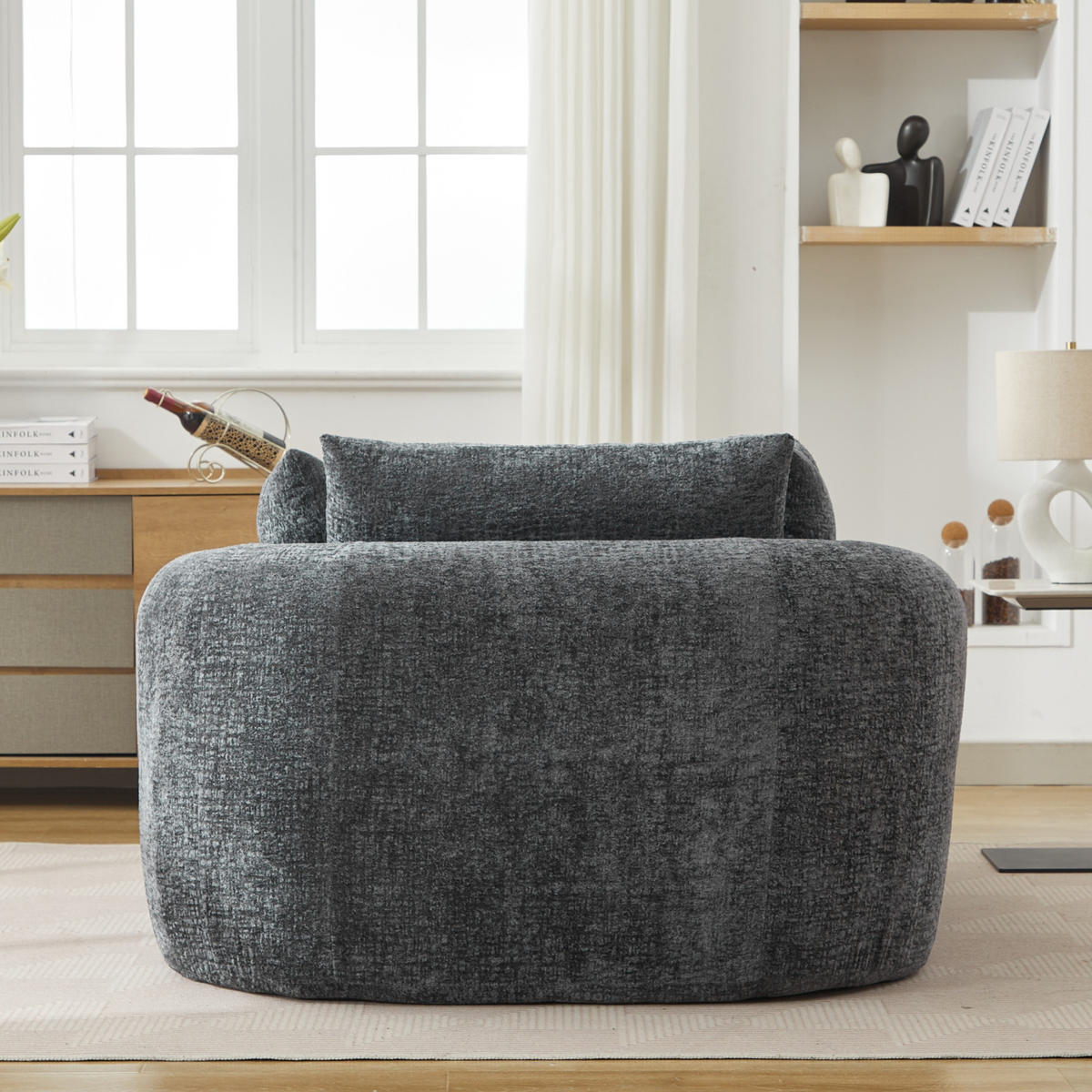 SCHLAFSESSEL DE-34006 mit Armlehnen und Kissen Grau - Grau, Textil (131/81/146.5cm) - ComfortXL