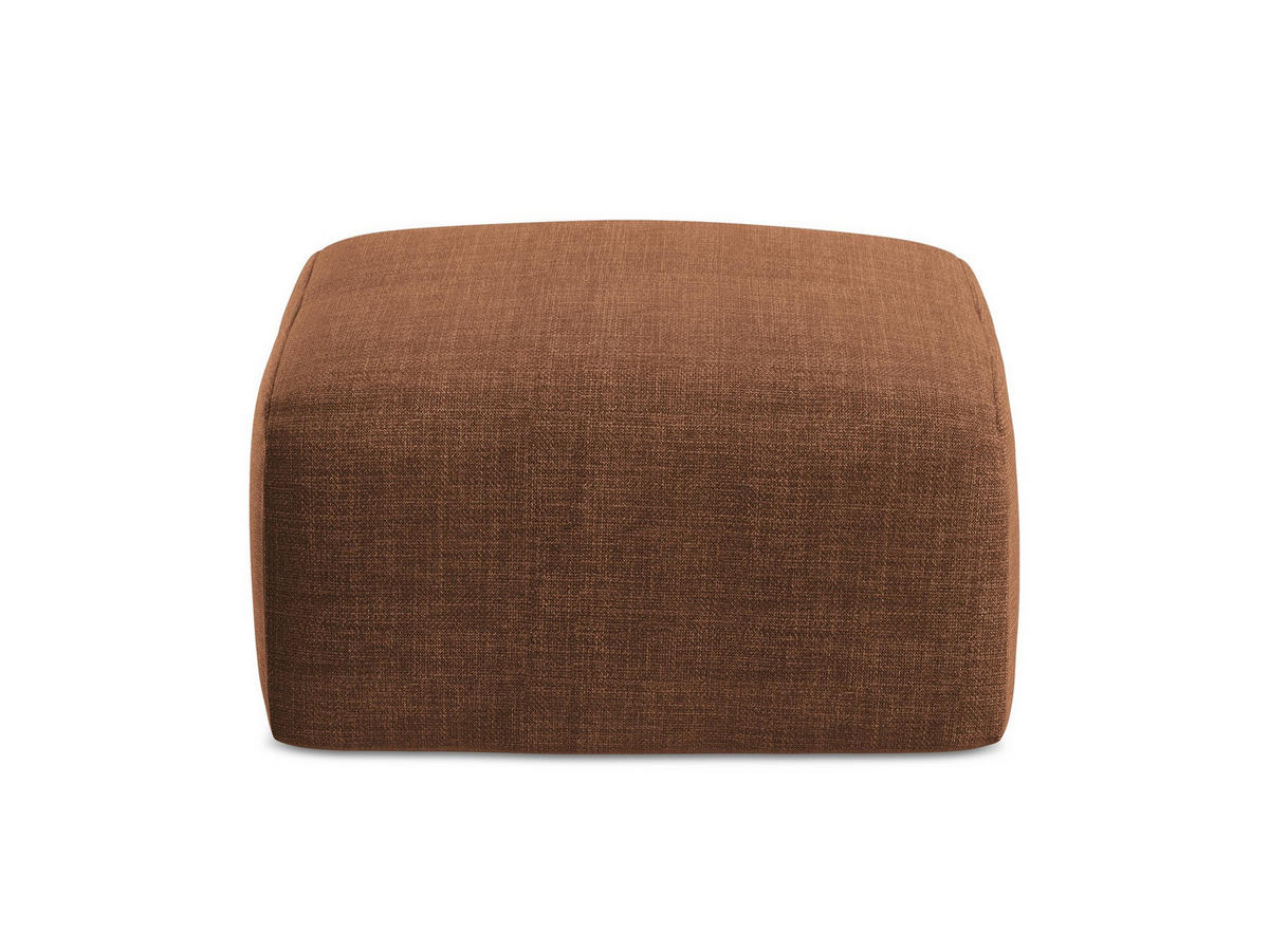 POUF Strukturstoff Orange - Terracotta/Schwarz, Holzwerkstoff/Kunststoff (65/40/65cm) - Makamii