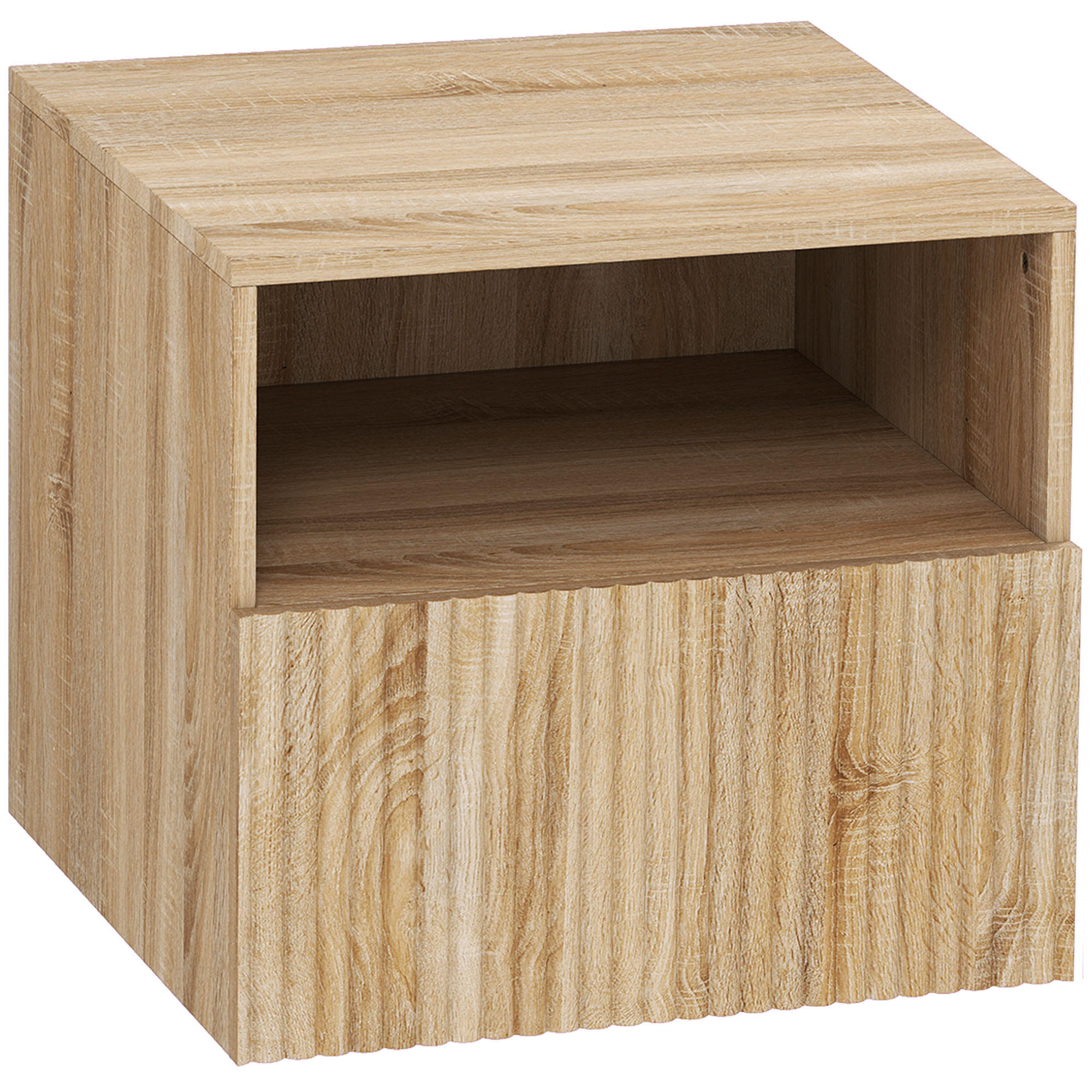 NACHTTISCH Hängend Beistelltisch mit Schublade Offenes Fach Holzoptik - Naturfarben, Holzwerkstoff (39.5/35/40cm) - HOMCOM