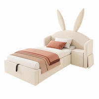 BETT mit Stauraum und Nachttisch 90x190 cm Samt Beige 2-tlg. - Beige, Metall (90/190cm) - Beauniv
