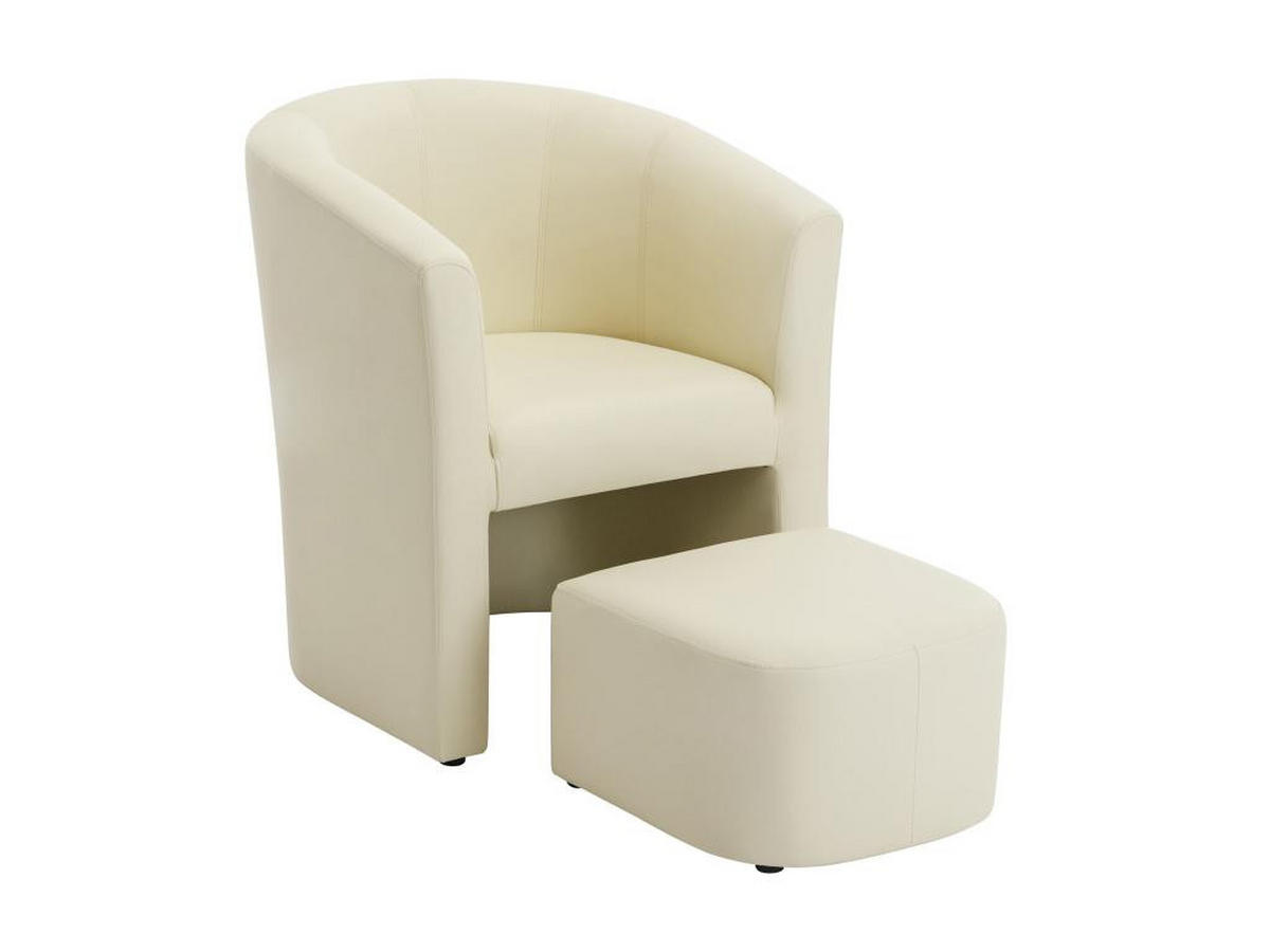 LOUNGE-SESSEL & Hocker - Kunstleder - Beige - JOVANA - Beige, Leder (64/74/65cm) - Vente-Unique