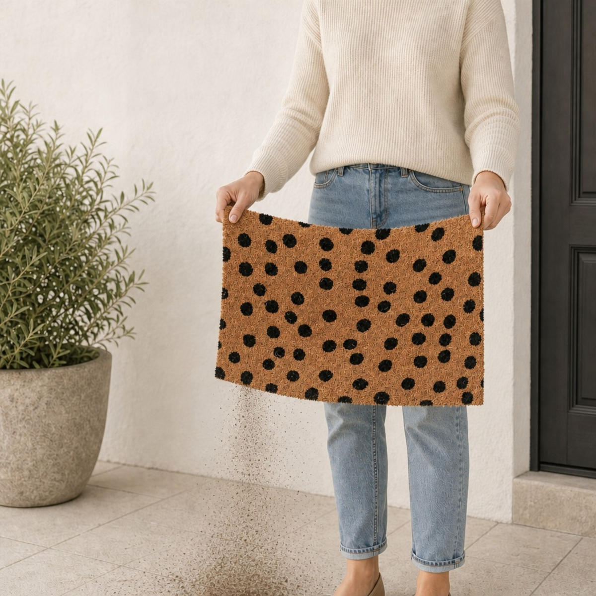 FUSSMATTE Natur Schwarz Kokos 60x40 cm - Multicolor, Kunststoff/Textil (60/40cm) - Relaxdays