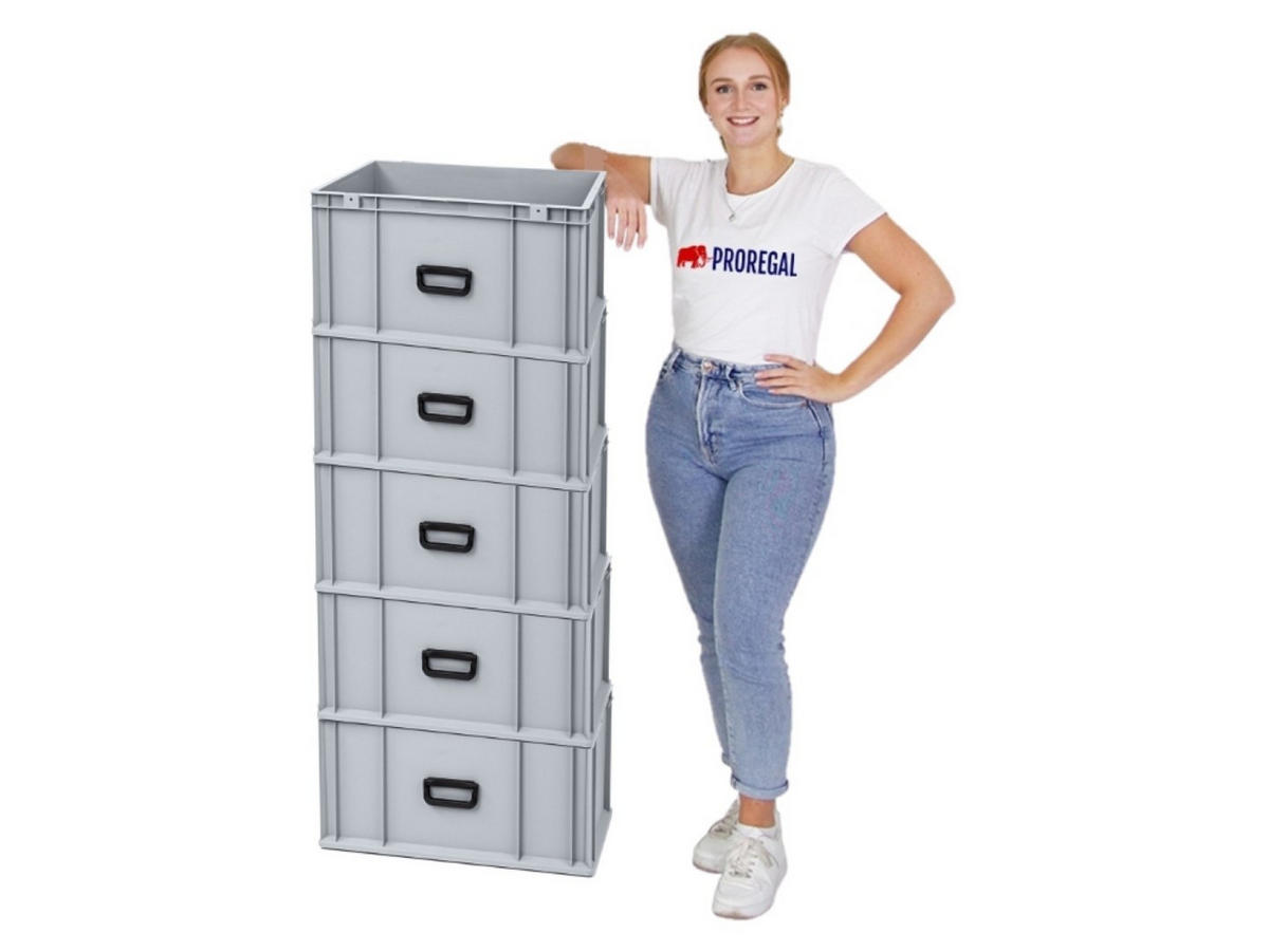 EUROBOX 5x Nextgen Portable Uno 32x40x60cm 65 Liter - Grau, Kunststoff (40/32/60cm) - PROREGAL
