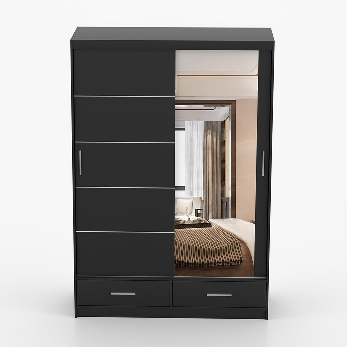 KLEIDERSCHRANK Florence 150 cm, 150/218/61, 2-türig, schwarz - Schwarz, Holzwerkstoff (150/218/61cm) - imoebel24